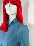 Kate Beaver 70s vintage turquoise cotton gauze maxi dress / hippy / 60s / arts & crafts