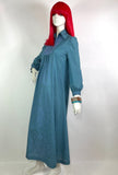 Kate Beaver 70s vintage turquoise cotton gauze maxi dress / hippy / 60s / arts & crafts