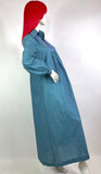 Kate Beaver 70s vintage turquoise cotton gauze maxi dress / hippy / 60s / arts & crafts