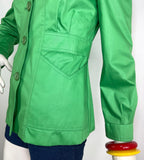 1960s 70s vintage apple green trench jacket / mini mac / Mod / Rain mac / Twiggy