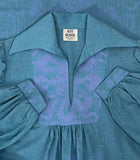 Kate Beaver 70s vintage turquoise cotton gauze maxi dress / hippy / 60s / arts & crafts