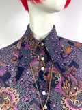 Jeff Banks 70s vintage psychedelic billowing balloon sleeve shirt blouse / Clobber RARE