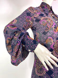 Jeff Banks 70s vintage psychedelic billowing balloon sleeve shirt blouse / Clobber RARE