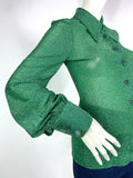 1970s vintage green lurex Go Go Disco shirt / blouse / glam rock / 60s Mod / Deco 30s