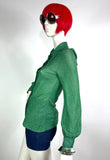 1970s vintage green lurex Go Go Disco shirt / blouse / glam rock / 60s Mod / Deco 30s