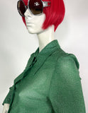 1970s vintage green lurex Go Go Disco shirt / blouse / glam rock / 60s Mod / Deco 30s