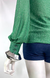 1970s vintage green lurex Go Go Disco shirt / blouse / glam rock / 60s Mod / Deco 30s