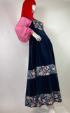 Annabelinda 1970s vintage velvet & cotton maxi pinafore with Liberty fabric / RARE & Collectable