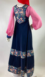 Annabelinda 1970s vintage velvet & cotton maxi pinafore with Liberty fabric / RARE & Collectable