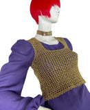 1960s vintage gold sparkle lurex crochet knit Go Go top / vest / glam rock / 70s Mod