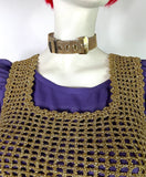 1960s vintage gold sparkle lurex crochet knit Go Go top / vest / glam rock / 70s Mod