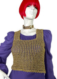 1960s vintage gold sparkle lurex crochet knit Go Go top / vest / glam rock / 70s Mod