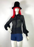 1960s / 70s vintage black balloon sleeve blouse / shirt / dagger collar / Mod / psych