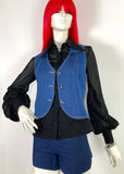 1960s / 70s vintage black balloon sleeve blouse / shirt / dagger collar / Mod / psych