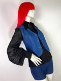 1960s / 70s vintage black balloon sleeve blouse / shirt / dagger collar / Mod / psych