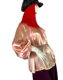1970s Peter Robinson vintage satin tunic / smock top balloon sleeves / 30s / Biba / Bus Stop