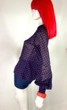 1960s / 70s vintage polka dot balloon sleeve blouse / shirt / spoon collar / Mod