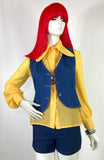 1960s / 70s vintage yellow balloon sleeve blouse / shirt / spoon collar / Mod