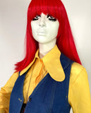 1960s / 70s vintage yellow balloon sleeve blouse / shirt / spoon collar / Mod