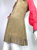 1960s vintage suede fringed dress / 70s Tina Turner / Festival / Grace Slick / Woodstock / Rare