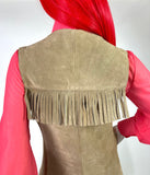 1960s vintage suede fringed dress / 70s Tina Turner / Festival / Grace Slick / Woodstock / Rare