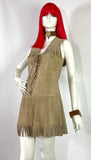 1960s vintage suede fringed dress / 70s Tina Turner / Festival / Grace Slick / Woodstock / Rare