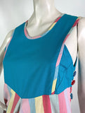 Ruths Rags 1970s vintage striped midi cotton pinafore dress / 60s / candy stripes / Mod