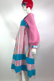 Ruths Rags 1970s vintage striped midi cotton pinafore dress / 60s / candy stripes / Mod