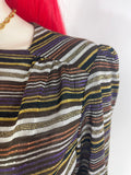 1970s vintage striped lurex jersey tunic top / glam rock / Biba / 60s / Mod