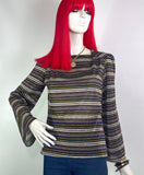 1970s vintage striped lurex jersey tunic top / glam rock / Biba / 60s / Mod