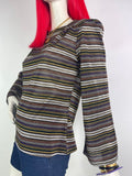 1970s vintage striped lurex jersey tunic top / glam rock / Biba / 60s / Mod