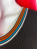 1970s vintage striped maxi dress / 70s / french chic / Mod / Indie  / Britpop / Disco