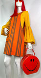 Vintage retro orange / brown striped Mod pinafore dress / Twiggy / 60s / Carnaby / Indie