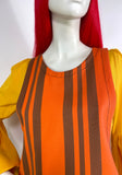 Vintage retro orange / brown striped Mod pinafore dress / Twiggy / 60s / Carnaby / Indie