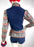 1970s vintage lace up detail denim jean waistcoat / 60s Mod / psych / Penny Lane