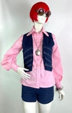 1970s vintage lace up detail denim jean waistcoat / 60s Mod / psych / Penny Lane
