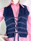 1970s vintage lace up detail denim jean waistcoat / 60s Mod / psych / Penny Lane