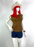1960s vintage suede fringed jerkin tunic / 70s / Tina Turner / Festival / Woodstock