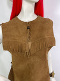 1960s vintage suede fringed jerkin tunic / 70s / Tina Turner / Festival / Woodstock