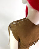 1960s vintage suede fringed jerkin tunic / 70s / Tina Turner / Festival / Woodstock