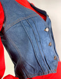 1970s vintage blue jean denim waistcoat / vest / Jet Jeans / sizes 10, 12 & 14