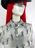 1970s vintage silver lurex Go Go Disco shirt / blouse / glam rock / 60s Mod / Deco 30s