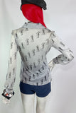 1970s vintage silver lurex Go Go Disco shirt / blouse / glam rock / 60s Mod / Deco 30s