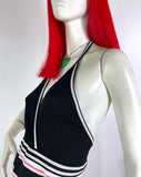 1970s vintage striped maxi halter dress / 60s / summer dress / candy stripes / Holiday