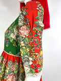 1970s vintage floral cotton maxi gown / dress / Antique lace trim / William Morris 60s boho