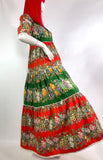 1970s vintage floral cotton maxi gown / dress / Antique lace trim / William Morris 60s boho