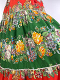 1970s vintage floral cotton maxi gown / dress / Antique lace trim / William Morris 60s boho