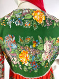 1970s vintage floral cotton maxi gown / dress / Antique lace trim / William Morris 60s boho