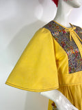 1970s vintage Annie Gough at Gemini yellow flutter sleeve dress / folk / 40s / cotton dress