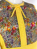 1970s vintage Annie Gough at Gemini yellow flutter sleeve dress / folk / 40s / cotton dress